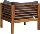 Outdoor Corner Sofa 27.2x27.2x24.6 in Dark Grey Acacia Wood Frame Modular Patio Couch with UV Resistant Cushions for - Photo 7