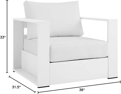 Modway Tahoe Aluminum Outdoor Patio Armchair in White White