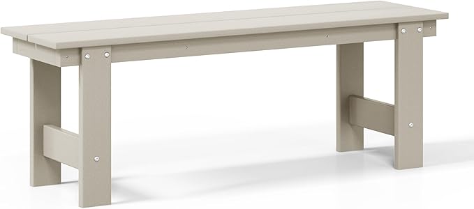 WestinTrends Ashore Outdoor HDPE 48" Modern Backless Patio Bench, Sand