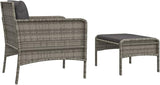 2-Piece Patio Lounge Set with Cushions Gray Poly Rattan Outdoor Furniture Set for Balcony Porch Backyard Garden Modern - Photo 5