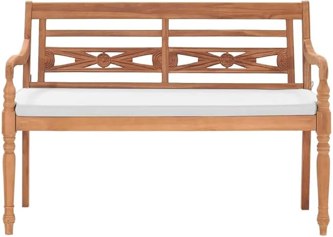 Garden Bench Deck Bench Batavia Bench with Cushions 47.2" Teak - Photo 3
