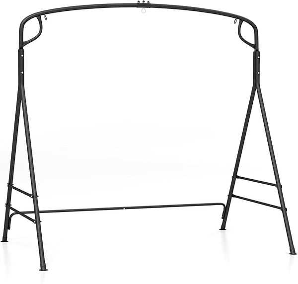 Tangkula Metal Swing Frame, Porch Swing Stand with Extra Side Bars, 3-Ring Design - Photo 1