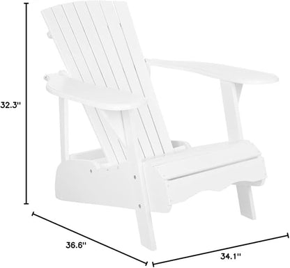 Pemberly Row Modern Acacia Adirondack Chair, White Finish, Slatted Back Design, Coastal-Inspired Outdoor Seating for Patio, Durable