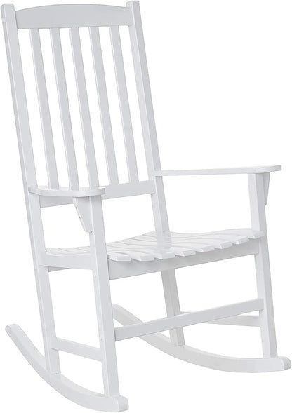 Cambridge Casual Bentley Solid Wood Porch Rocking Chair, White – Outdoor Wooden Rocker for Patio, Front Porch, Comfortable Contoured Seat