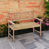 Tangkula Outdoor Teak Wood Garden Bench, 2-Person Patio Bench with Backrest and Armrests - Photo 6