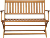 Solid Acacia Wood Garden Bench Foldable Outdoor Seating Natural Brown Patio Furniture for Garden Terrace Durable - Photo 3