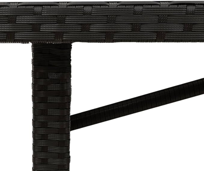 vidaXL Patio Garden Table - Black PE Rattan Glass top - Outdoor/Patio/Garden/Deck