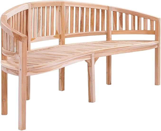 Banana Bench,Outdoor Patio Bench,Porch Chair,Wood Garden Bench,with Backrest,for Outdoor,Park,Yard,Patio,78.7" Solid Teak Wood