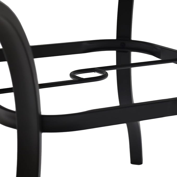 Outdoor Dining Table with Square Wooden-Like PVC Table Top and Umbrella Hole for Bistro, Garden, Poolside, Backyard - Photo 5
