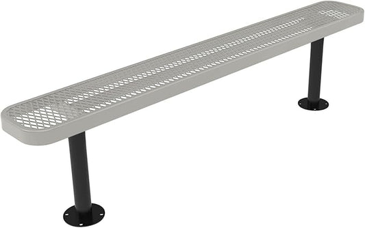 COATEDOUTDOORFURNITURE Coated Outdoor Furniture Heavy-Duty Outdoor Bench Thermoplastic Coated, Expanded Metal, Commercial-Grade Seating, Made in America (Surface Without Back, 6 Ft, Grey)