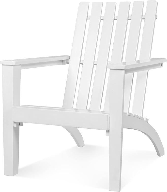 Tangkula Adirondack Chair Acacia Wood Outdoor Armchairs, Weather Resistant for Patio Garden Backyard Deck Fire Pit, Lawn Porch Furniture & Lawn Seating, Campfire Chairs, Adirondack Lounger (1, White)