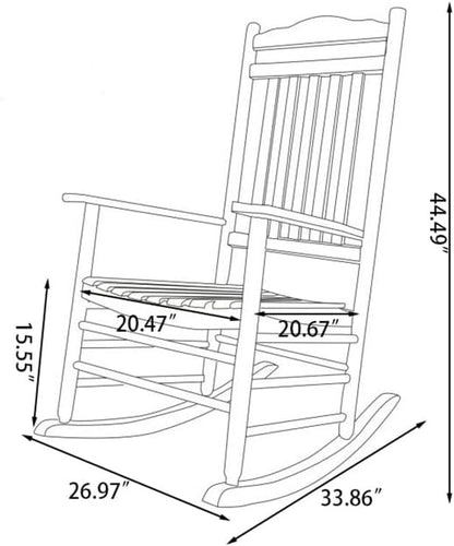 Outdoor Patio Wooden Rocking Chairs Set 2 Piece, Furniture Comfy Rockers for Adults Porch Lawn Room Outside Indoor, White