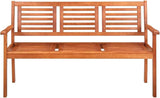 Solid Eucalyptus Wood Garden Bench 55.1 Inch Outdoor Bench with Backrest Natural Brown Weather Resistant for Patio Lawn - Photo 3