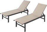 Outdoor Lounge Chairs Set of 2, Aluminum Patio Chaise Lounge Chairs with 5-Position Recliner - Photo 1