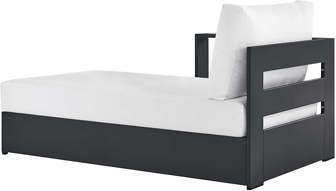 Modway Tahoe Aluminum Outdoor Chaise Lounge in Gray White with Weather-Resistant Cushions, Modular Left-Facing Patio Lounger for Pool Furniture or Sectional Sofa Set