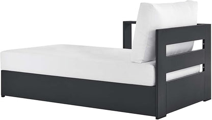 Modway Tahoe Aluminum Outdoor Chaise Lounge in Gray White with Weather-Resistant Cushions, Modular Left-Facing Patio Lounger for Pool Furniture or Sectional Sofa Set