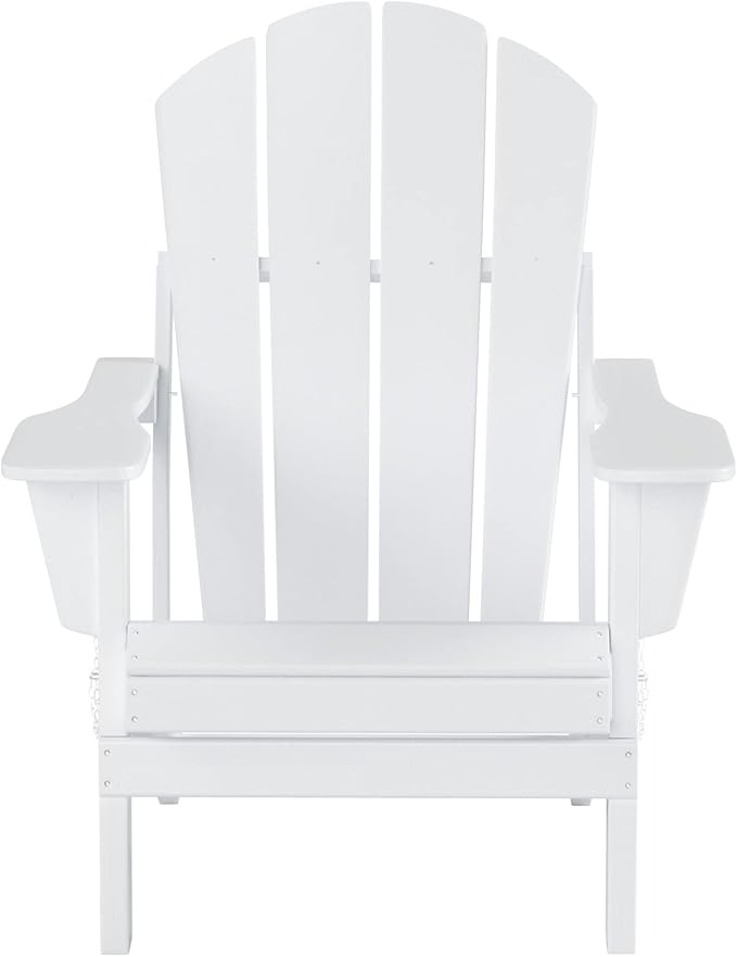 WO Home Furniture Adirondack Chairs Table Set of 3 PCS Outdoor Folding Chairs Coffee Table Weather/UV Resistant for Lawn - Photo 3
