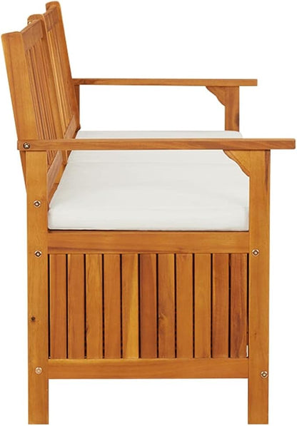Storage Bench with Cushion Garden Bench Outdoor Bench for Outdoors Porch Entryway Furniture for Yard 66.9" Solid Wood Acacia