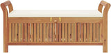 Garden Storage Bench Cream White Natural Wood Solid Acacia Outdoor Furniture with Cushion and Lid for Patio Seating and - Photo 5