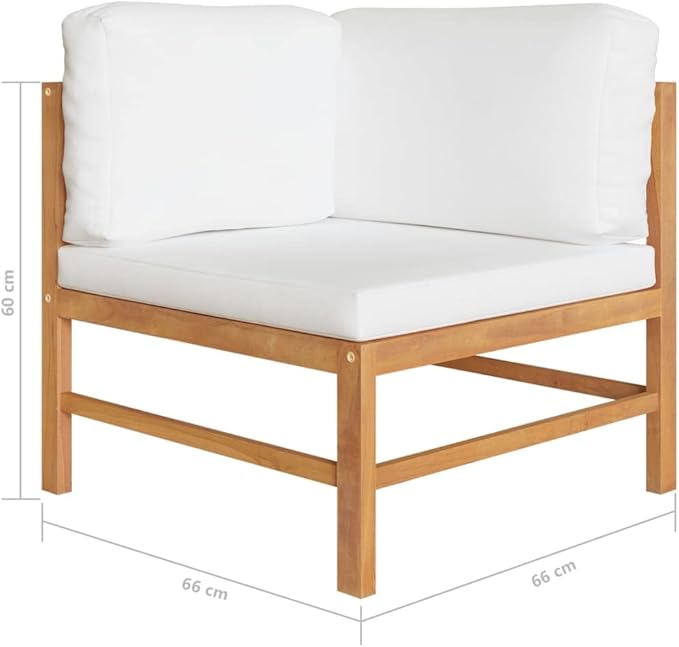 2-Seater Outdoor Bench with Cream Cushions, Solid Teak Wood Garden Seat, Modern Patio Furniture for Balcony - Photo 2