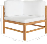 2-Seater Outdoor Bench with Cream Cushions, Solid Teak Wood Garden Seat, Modern Patio Furniture for Balcony - Photo 2