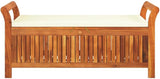 Garden Storage Bench Cream White, Natural Wood Patio Bench Outdoor Benches for Lawn Balcony - Photo 5