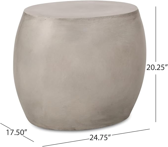 Richie Outdoor Lightweight Concrete Side Table, Light Gray
