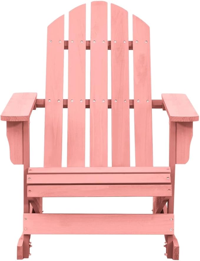 Patio Adirondack Rocking Chair Solid Fir Wood Pink, Patio Dining Chairs, Bar Stools - Photo 3