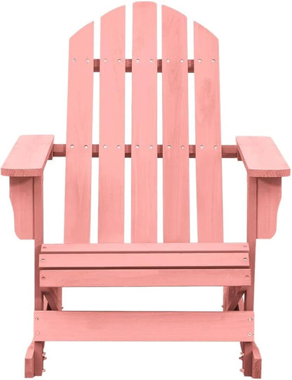 Outdoor Rocking Chair, Adirondack Patio Rocker for Garden and Porch, Ergonomic Solid Fir Wood Porch Chair, Comfortable Pink Garden Seating for Backyard