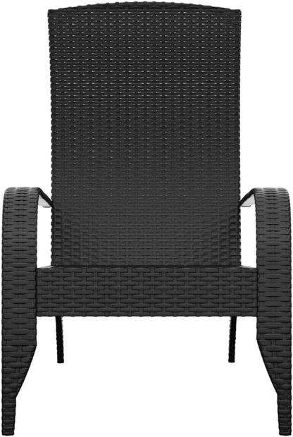 vidaXL Patio Adirondack Chair in Black | Modern Lightweight Poly Rattan Outdoor Garden Seating | Weather-Resistant & Easy to Assemble