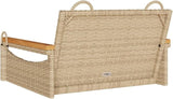 Beige Patio Swing Bench Single Seater Outdoor Furniture with Modern Design and Sturdy Construction for Garden Balcony - Photo 6