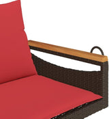Garden Bench Deck Bench Swing Bench with Cushions Brown 42.9"x24.4"x15.7" Poly Rattan - Photo 7