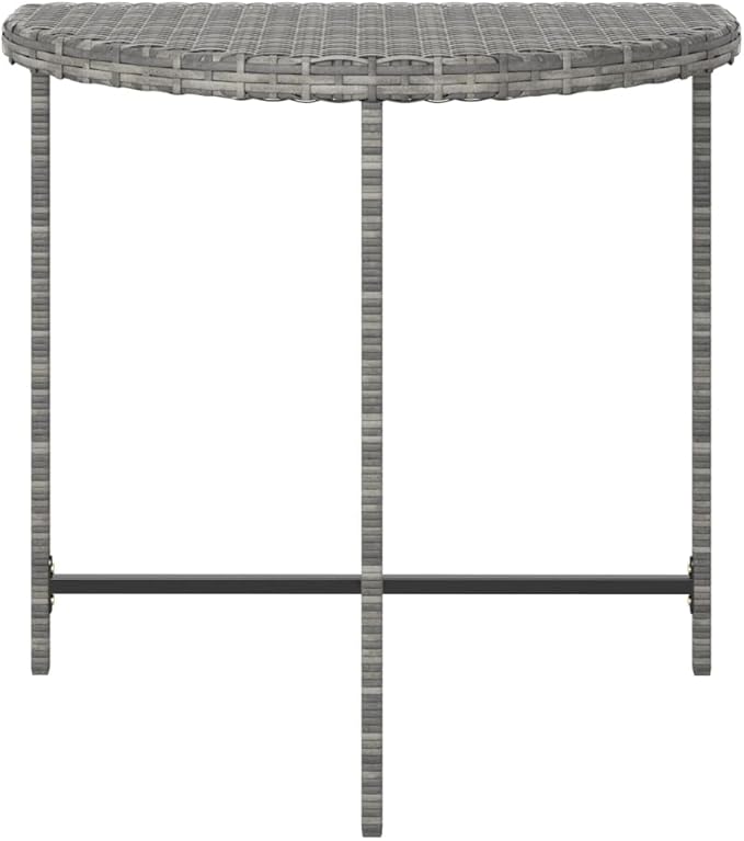 Grey Poly Rattan Garden Table with Powder-Coated Steel Frame, Modern Design and Weather Resistant for Outdoor Dining - Photo 5