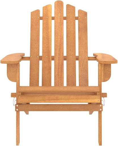 Solid Acacia Wood Adirondack Chairs 2-Piece Set Foldable Patio Furniture Outdoor Lounge Chairs with Contoured Seats for Garden Beach Poolside