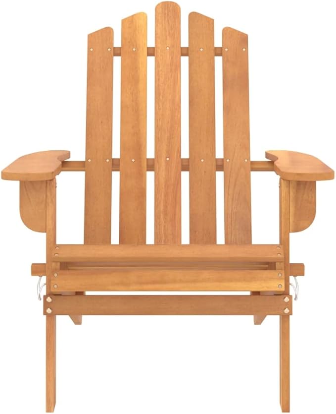 Solid Wood Acacia Adirondack Chairs 2 PCS Set, Foldable Outdoor Lounge Chairs for Patio Garden Beach Poolside, Comfortable Wide Armrests High Backrest Wooden Furniture