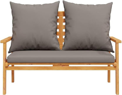 Modern Acacia Wood Garden Sofa Bench with Cushion, 47.2 Inch Weather-Resistant Patio Seating for Two, Durable Outdoor Furniture with Oiled Coating and Armrests