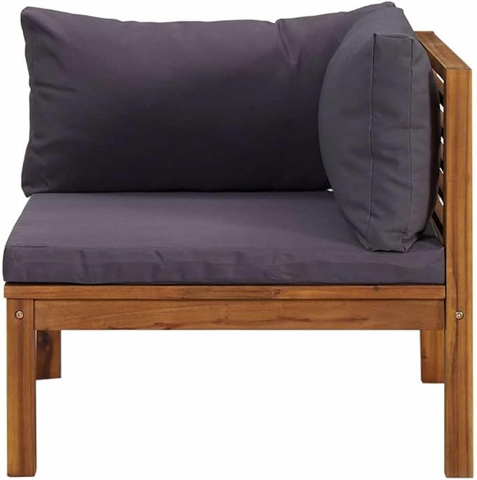 Outdoor Corner Sofa 27.2x27.2x24.6 in Dark Grey Acacia Wood Frame Modular Patio Couch with UV Resistant Cushions for - Photo 5