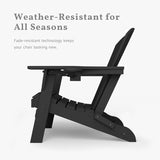 Folding Adirondack Chairs with Cup Holders, Set of 4 HDPE Plastic Outdoor Chairs, Weather Resistant, Real Wood Look - Photo 7