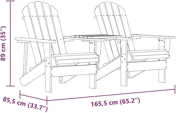 Solid Fir Wood Ergonomic Adirondack Chair Set for Outdoor Relaxation with Weather-Resistant Table for Patio and Garden - Photo 2