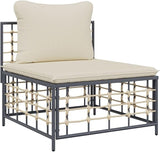 Garden Middle Sofa Anthracite, Modular PE Rattan Patio Chair, Outdoor Wicker Seat with Comfortable Cushions for Balcony - Photo 3