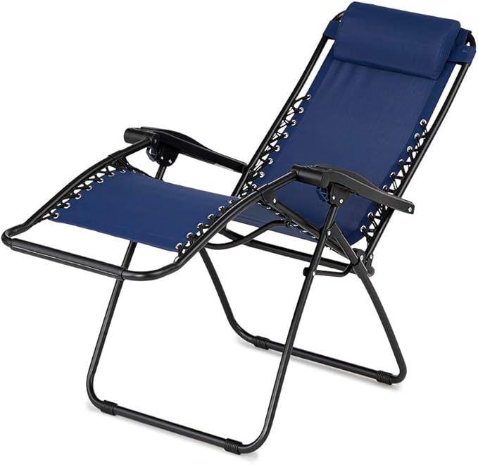 Caravan Sports Zero Gravity Outdoor Portable Folding Camping Lawn Deck Patio Pool Recliner Lounge Chair for Adults, Adjustable Headrest, Blue (2 Pack)