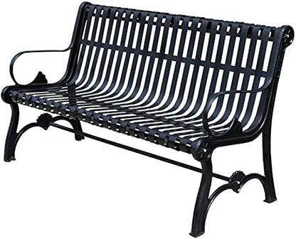 Outdoor Bench Garden Patio Seating Furniture, Outdoor Park Bench Garden Bench, Metal Leisure Cast Iron Bench, Courtyard Terrace Seat Bench with Backrest and Armrest (Size : 150cm)