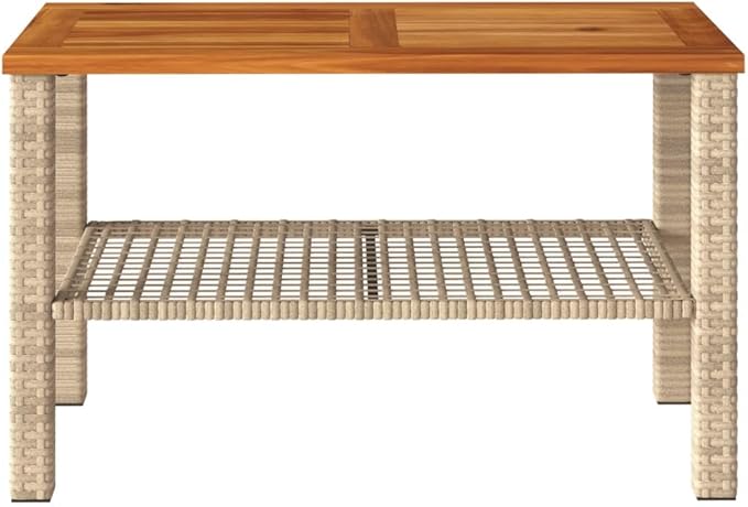 Modern Outdoor Garden Table with Acacia Wood Top and Powder-Coated Steel Frame - Photo 4