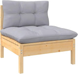 Patio Middle Sofa with Gray Cushions Solid Pinewood Outdoor Chairs Furniture Outdoor Patio Furniture Set Suitable for - Photo 1
