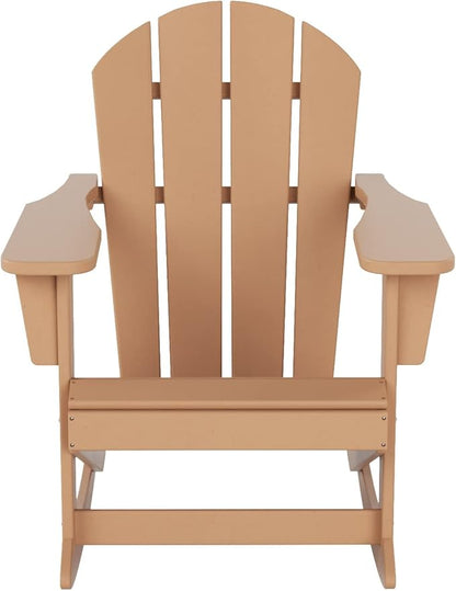 WO WESTIN OUTDOOR HDPE Laguna Outdoor Rocking Poly Adirondack Chair with Side Table 3-Piece Set, Teak