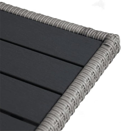 Pemberly Row Outdoor Patio Table, Gray PE Wicker and Granite Base, Weather Resistant, Square 23.62 x 23.62 x 29.13 in Bistro Table for Balcony, Deck, or Small Patio Dining Use