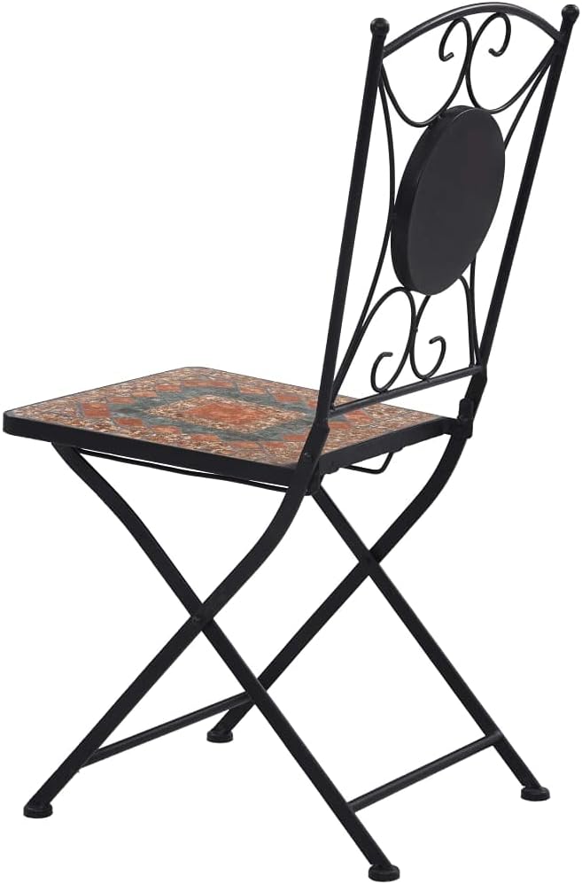 Mosaic Bistro Chairs 2 pcs Orange/Gray Patio Chairs Outdoor Furniture Outdoor Chairs Suitable for Gardens, Pools and Balconies.