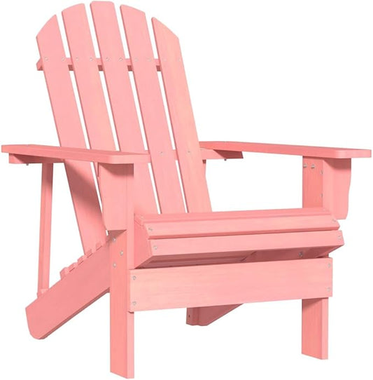 Adirondack Chair for Patio, Outdoor Garden Wood Chair, Ergonomic Pink Adirondack Seating for Backyard, Porch, Deck, Sturdy Fir Wood Construction