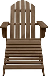 Adirondack Chair with Ottoman and Table Solid Fir Wood Brown Patio Furniture Set for Outdoor Garden Balcony Porch - Photo 6