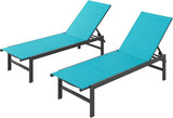 Outdoor Lounge Chairs Set of 2, Aluminum Patio Chaise Lounge Chairs with 5-Position Recliner - Photo 1